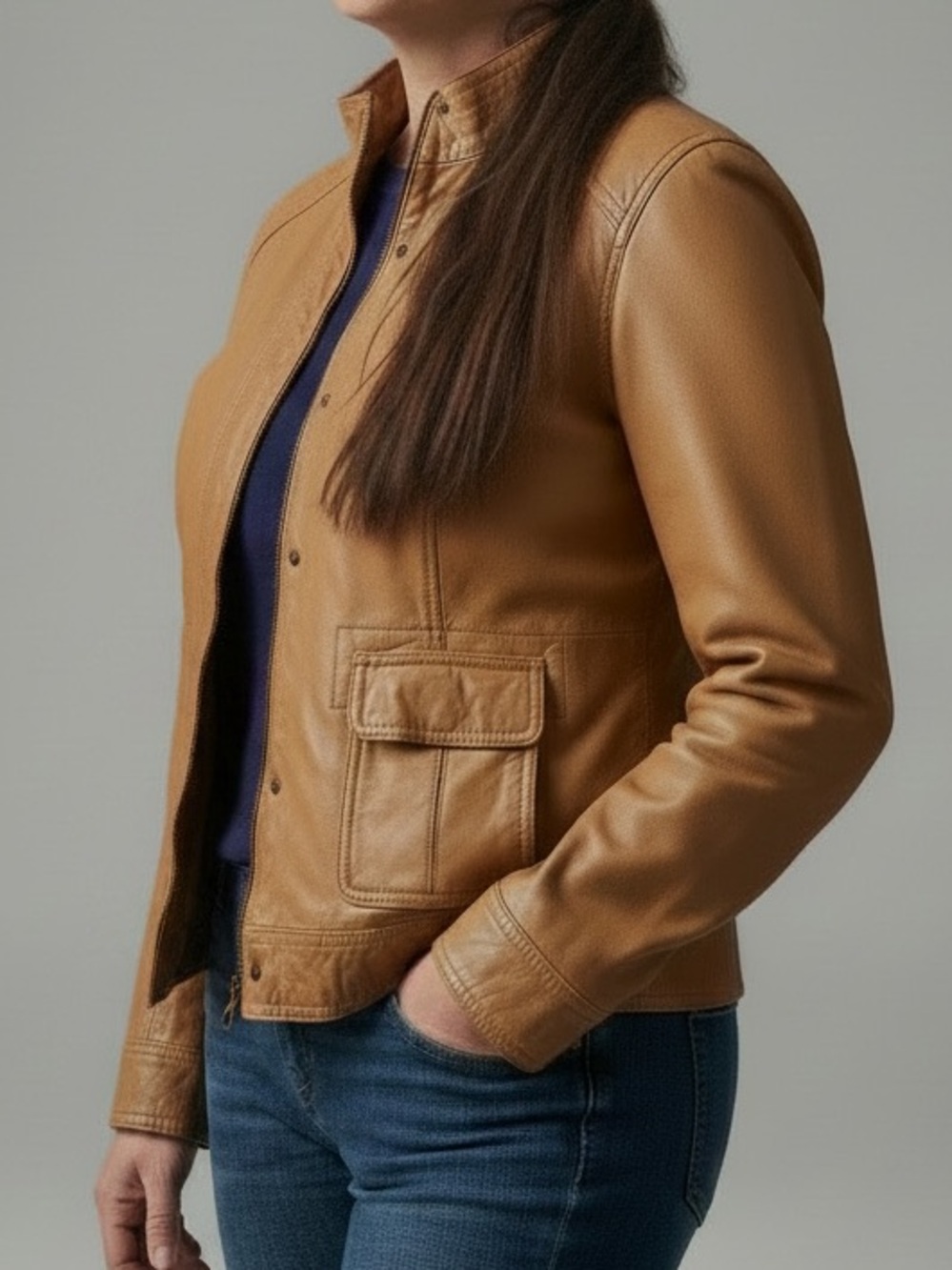 Lucky Brand Genuine Lamb Leather Moto Jacket Camel Tan XL